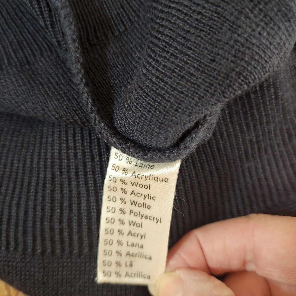 Lacoste Sport Men's V-Neck Wool Blend Navy Blue‎ Sweater Logo XL 6 Alligator - Picture 9 of 9